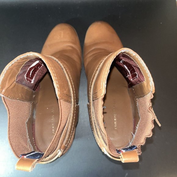 Tommy Hilfiger Twhayley Chestnut Brown Leather Slip On Ankle Boots Size 10 READ - Picture 15 of 16